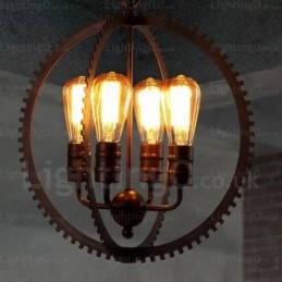4-lichts vintage retro hanglamp