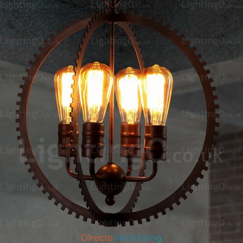 4-lichts vintage retro hanglamp