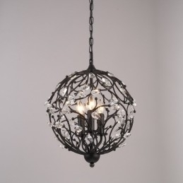 3-lichts vintage retro globe kristallen hanglamp