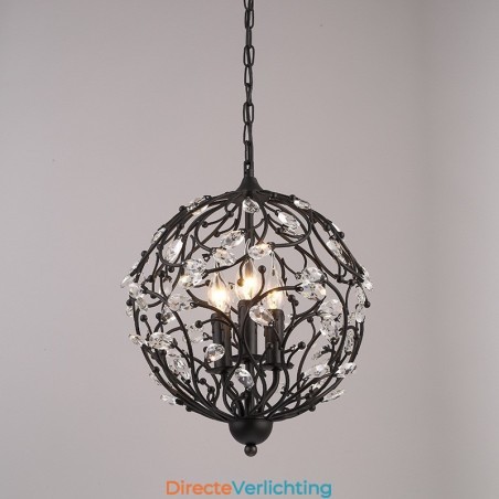 3-lichts vintage retro globe kristallen hanglamp 3-lichts vintage retro globe kristallen hanglamp