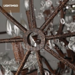 4 Lichts Diameter 40CM Vintage Kristallen Wereldbol Schilderij Metalen Kroonluchter Roestige Kleur Hanglamp