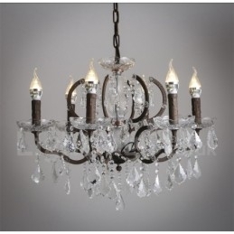 6 Lichts Diameter 60CM Vintage Kristal Schilderij Metalen Kroonluchter Roestig IJzer Kleur Hanglamp