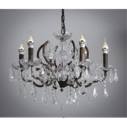 6 Lichts Diameter 60CM Vintage Kristal Schilderij Metalen Kroonluchter Roestig IJzer Kleur Hanglamp