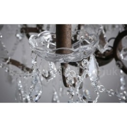 6 Lichts Diameter 60CM Vintage Kristal Schilderij Metalen Kroonluchter Roestig IJzer Kleur Hanglamp