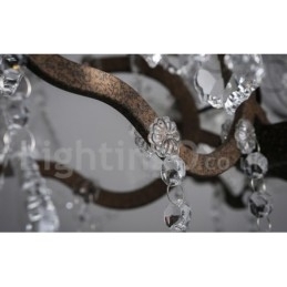 6 Lichts Diameter 60CM Vintage Kristal Schilderij Metalen Kroonluchter Roestig IJzer Kleur Hanglamp