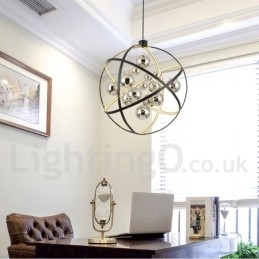 Diameter 50CM 80CM Vintage Globe Kroonluchter Roestige Kleur Hanglamp
