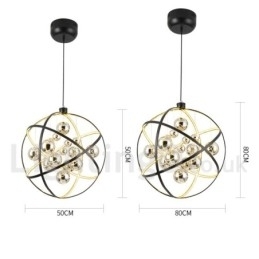 Diameter 50CM 80CM Vintage Globe Kroonluchter Roestige Kleur Hanglamp