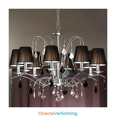 Stoffen lampenkap kristallen kroonluchter 8 lampen Stoffen lampenkap kristallen kroonluchter 8 lampen