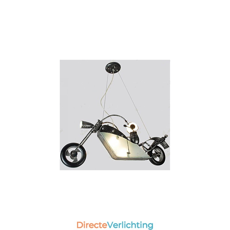 Nostalgische kinderjongen motorfiets ijzeren kroonluchter verlichting lampen