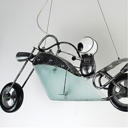 Nostalgische kinderjongen motorfiets ijzeren kroonluchter verlichting lampen