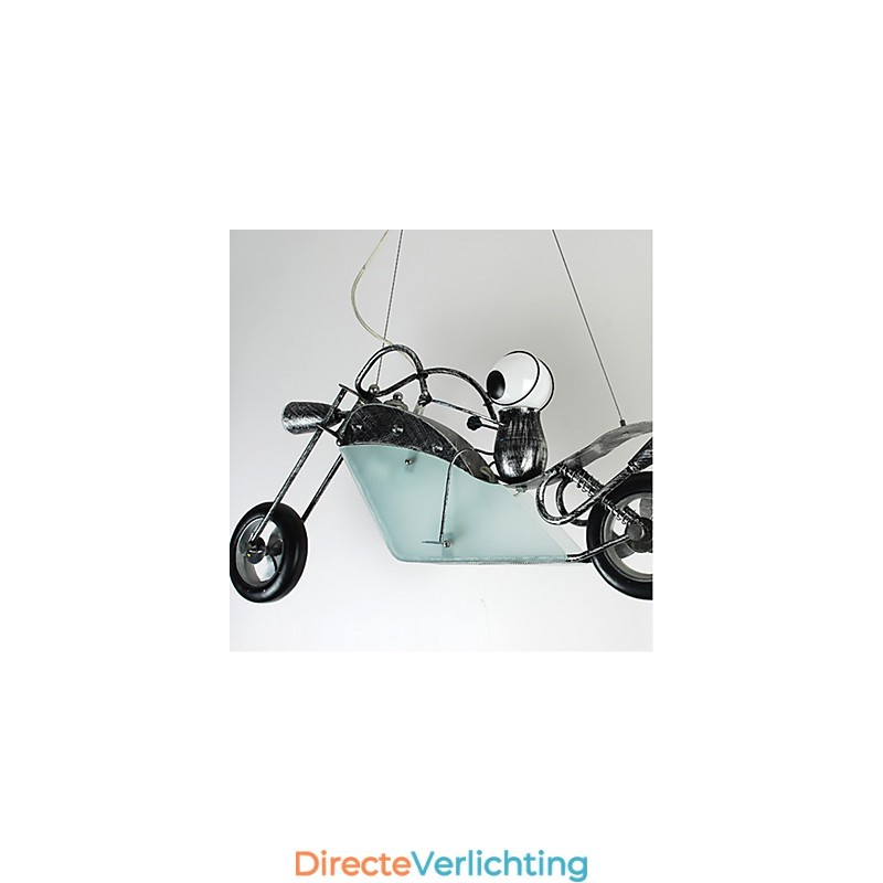 Nostalgische kinderjongen motorfiets ijzeren kroonluchter verlichting lampen