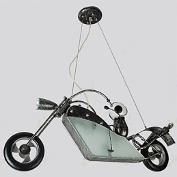 Nostalgische kinderjongen motorfiets ijzeren kroonluchter verlichting lampen