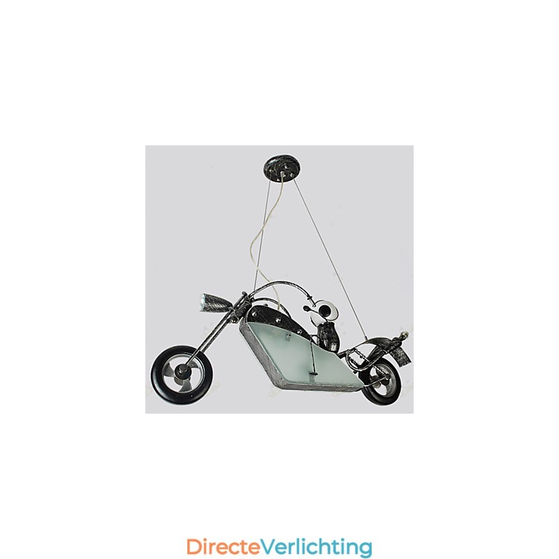 Nostalgische kinderjongen motorfiets ijzeren kroonluchter verlichting lampen