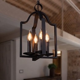 4-lichts vintage minimalistische ijzeren schilderij hanglamp