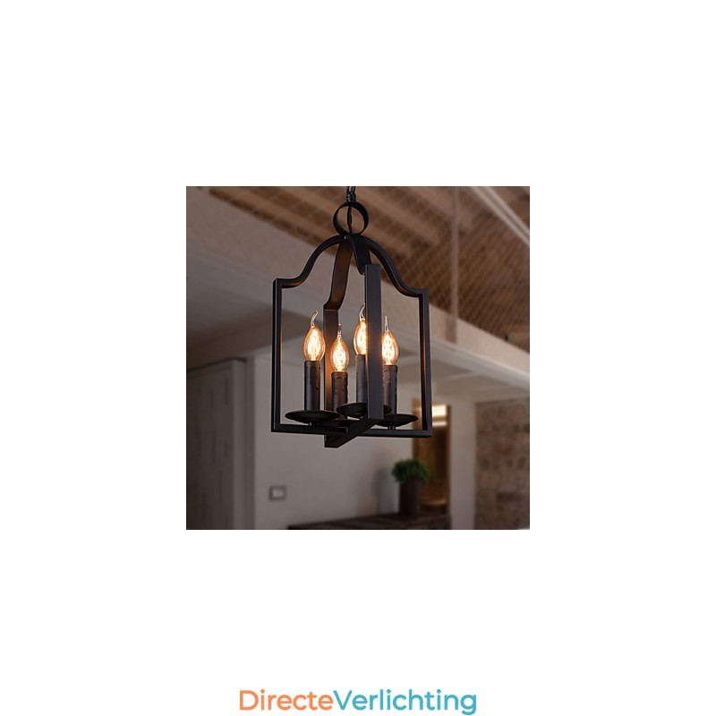 4-lichts vintage minimalistische ijzeren schilderij hanglamp