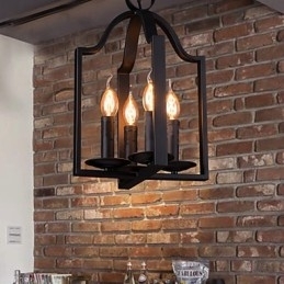 4-lichts vintage minimalistische ijzeren schilderij hanglamp