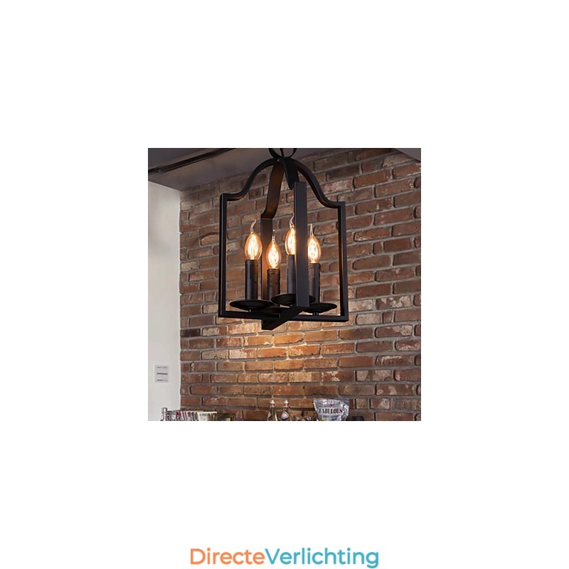 4-lichts vintage minimalistische ijzeren schilderij hanglamp