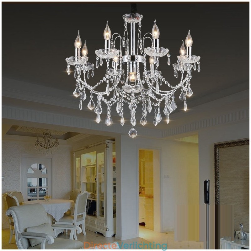Elegante kristallen kroonluchter met 9 lampen