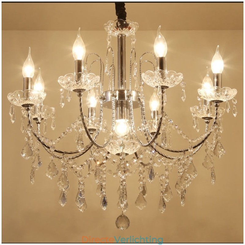 Elegante kristallen kroonluchter met 9 lampen