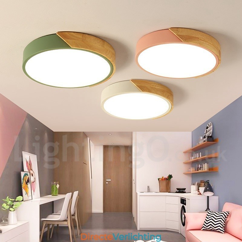 Moderne eigentijdse stalen houten verlichting plafondlamp