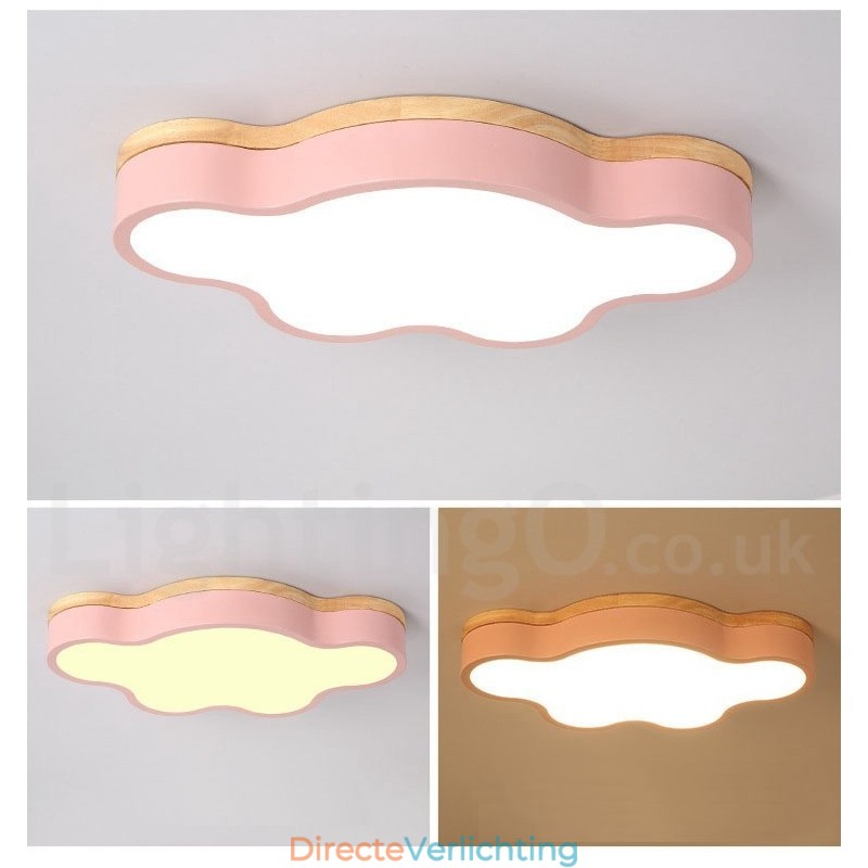 Macaron Multicolor Modern Hedendaagse Stalen Plafondlamp met Houten Plafondlamp