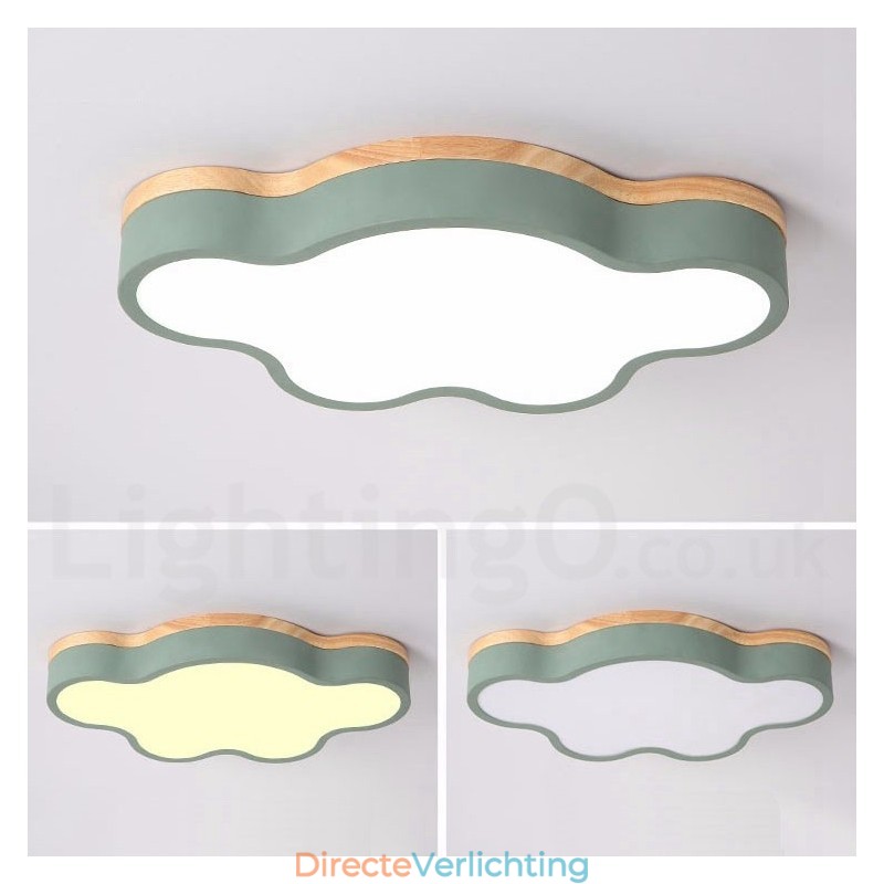 Macaron Multicolor Modern Hedendaagse Stalen Plafondlamp met Houten Plafondlamp