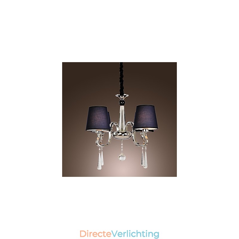 Vintage kroonluchter 4-lichts klassieke stoffen metalen schilderij