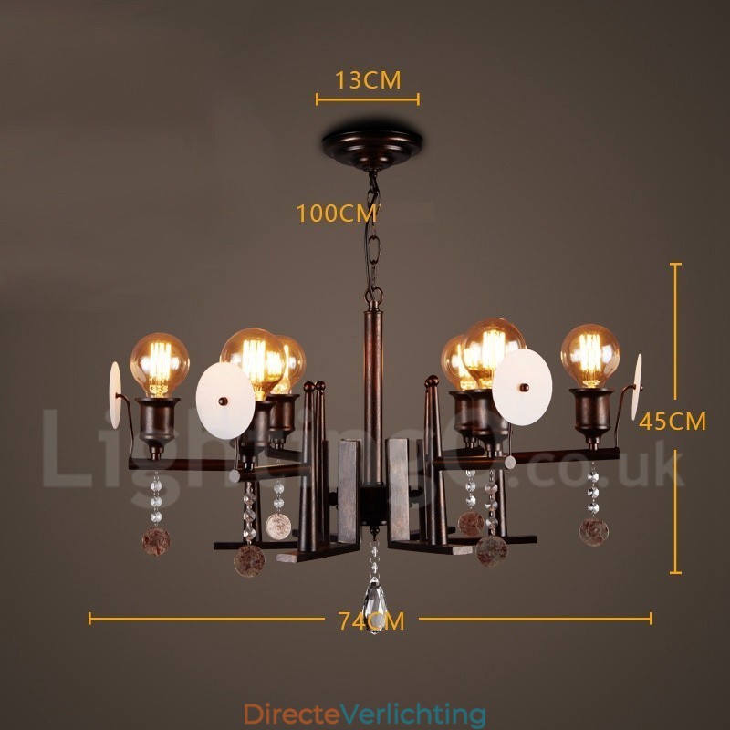 Industriële stijl stalen acryl kristal verlichting winkel hanglamp kroonluchter licht
