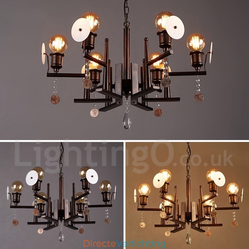 Industriële stijl stalen acryl kristal verlichting winkel hanglamp kroonluchter licht
