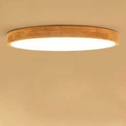 Ultradunne ronde plafondlamp van hout, plafondlamp van massief hout en acryl, Nordic Lights