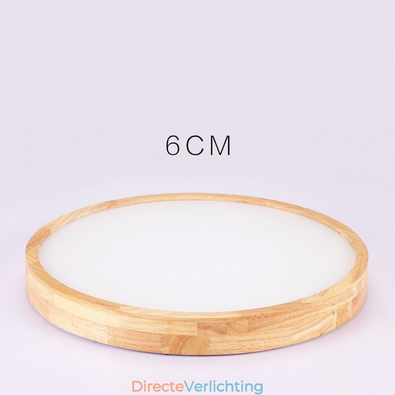 Ultradunne ronde plafondlamp van hout, plafondlamp van massief hout en acryl, Nordic Lights