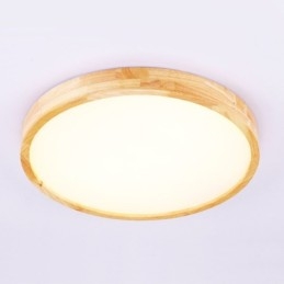 Ultradunne ronde plafondlamp van hout, plafondlamp van massief hout en acryl, Nordic Lights