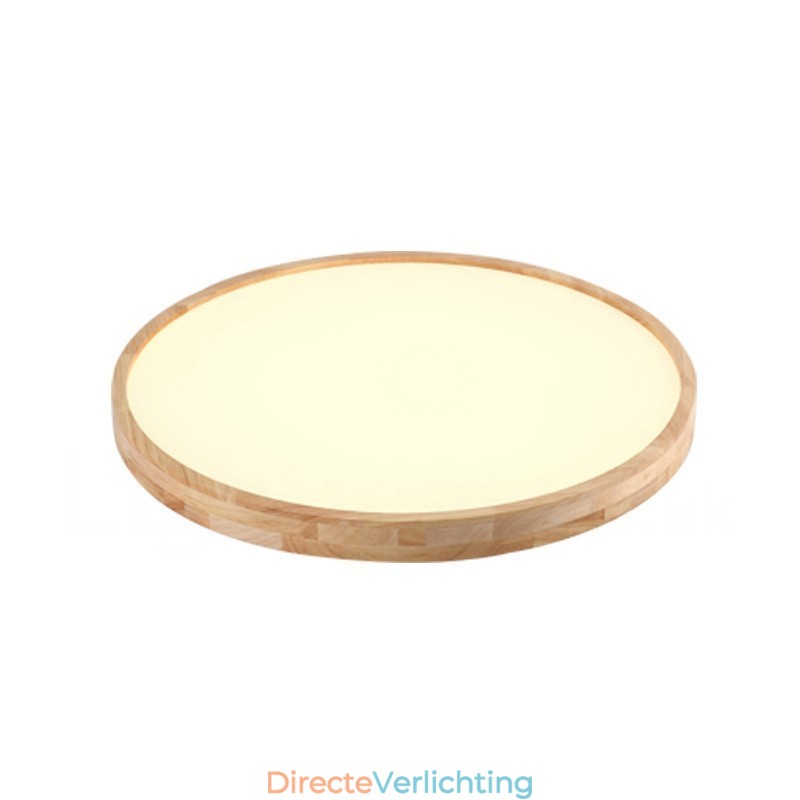 Ultradunne ronde plafondlamp van hout, plafondlamp van massief hout en acryl, Nordic Lights