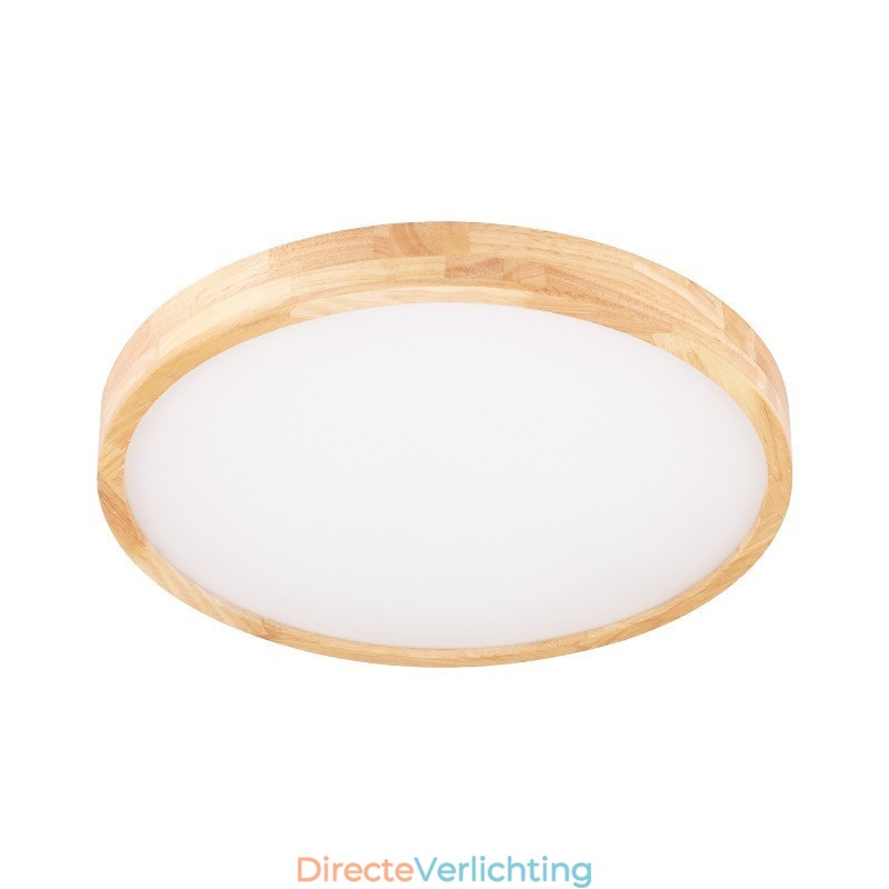 Ultradunne ronde plafondlamp van hout, plafondlamp van massief hout en acryl, Nordic Lights