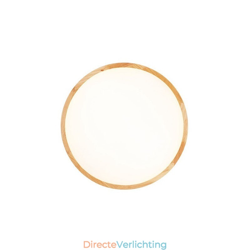 Ultradunne ronde plafondlamp van hout, plafondlamp van massief hout en acryl, Nordic Lights