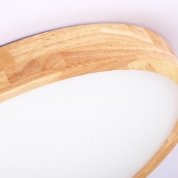 Ultradunne ronde plafondlamp van hout, plafondlamp van massief hout en acryl, Nordic Lights