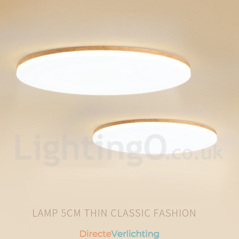 Nordic Ronde Plafondlamp Eenvoudige Moderne Massief Houten Lamp Ultradunne Plafondlamp