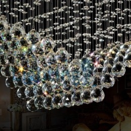 Moderne eigentijdse kroonluchter, plafondlamp, kristallen regendruppellamp