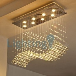 Moderne eigentijdse kroonluchter, plafondlamp, kristallen regendruppellamp