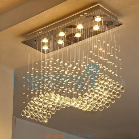 Moderne eigentijdse kroonluchter, plafondlamp, kristallen regendruppellamp Moderne eigentijdse kroonluchter, plafondlamp, kristallen regendruppellamp