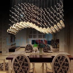 Moderne eigentijdse kroonluchter, plafondlamp, kristallen regendruppellamp