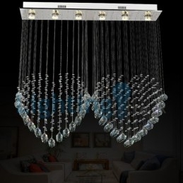 Moderne eigentijdse kroonluchter, plafondlamp, kristallen regendruppellamp
