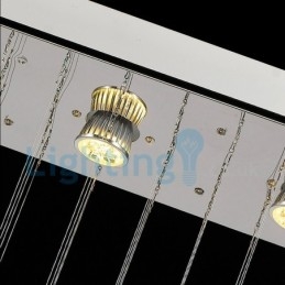 Moderne eigentijdse kroonluchter, plafondlamp, kristallen regendruppellamp
