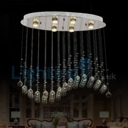 Moderne eigentijdse kroonluchter, plafondlamp, kristallen regendruppellamp