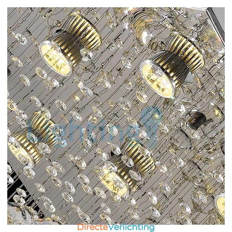 Moderne eigentijdse kroonluchter, plafondlamp, kristallen regendruppellamp