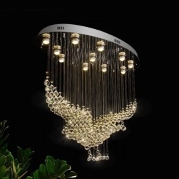 Moderne eigentijdse kroonluchter, plafondlamp, kristallen regendruppellamp