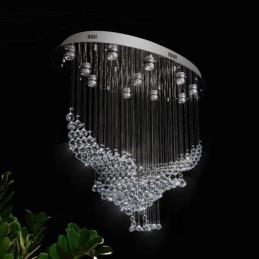 Moderne eigentijdse kroonluchter, plafondlamp, kristallen regendruppellamp
