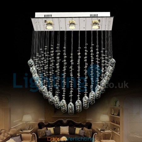Moderne eigentijdse kroonluchter, plafondlamp, kristallen regendruppellamp Moderne eigentijdse kroonluchter, plafondlamp, kristallen regendruppellamp
