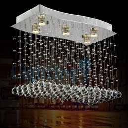 Moderne eigentijdse kroonluchter, plafondlamp, kristallen regendruppellamp