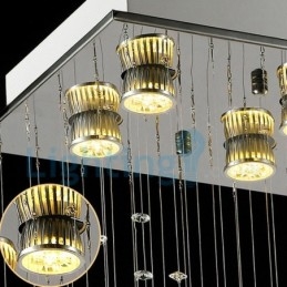 Moderne eigentijdse kroonluchter, plafondlamp, kristallen regendruppellamp